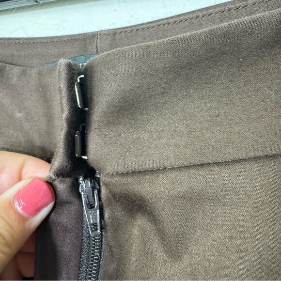 Lafayette 148 New York Manhattan wide leg Brown size 12 Cropped Ankle Pants - Picture 6 of 9